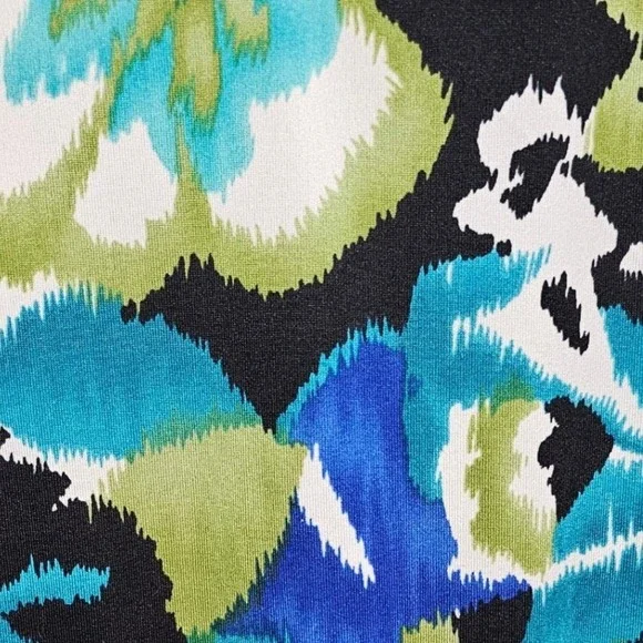 Dressbarn 16W Floral Cowl Neck Dress Blue Green Black Sleeveless Stretch Y2K EUC - Picture 5 of 8